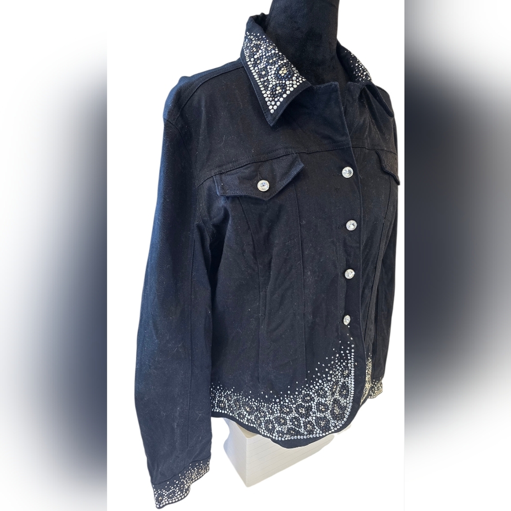 Christine Alexander Black Cotton Jacket With Bling - Picture 2 of 6